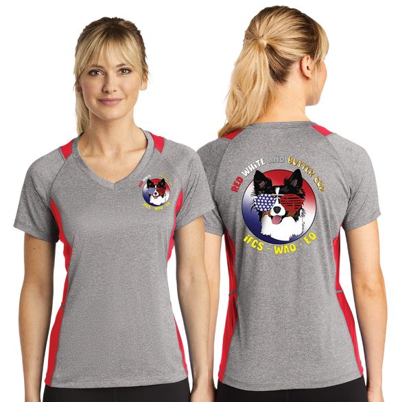 BUTTER24/Sport Tek Ladies Heather Colorblock Contender VNeck Tee/LST361/