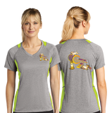 CONTACTZ/Sport Tek Ladies Heather Colorblock Contender VNeck Tee/LST361/