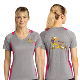 CONTACTZ/Sport Tek Ladies Heather Colorblock Contender VNeck Tee/LST361/