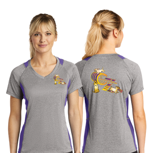 CONTACTZ/Sport Tek Ladies Heather Colorblock Contender VNeck Tee/LST361/