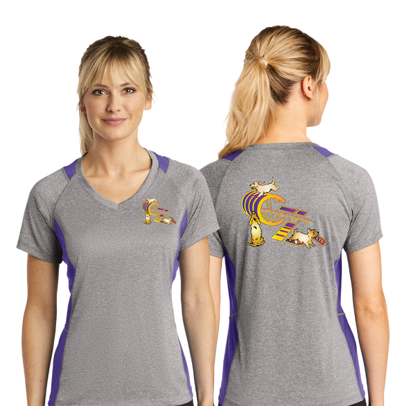 CONTACTZ/Sport Tek Ladies Heather Colorblock Contender VNeck Tee/LST361/