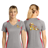 CONTACTZ/Sport Tek Ladies Heather Colorblock Contender VNeck Tee/LST361/