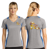 CONTACTZ/Sport Tek Ladies Heather Colorblock Contender VNeck Tee/LST361/