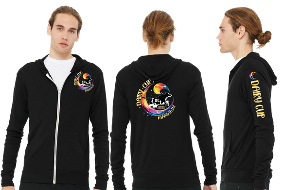 DAIRY24/Unisex Triblend Lightweight Full Zip Hooded Long Sleeve Tee/3939