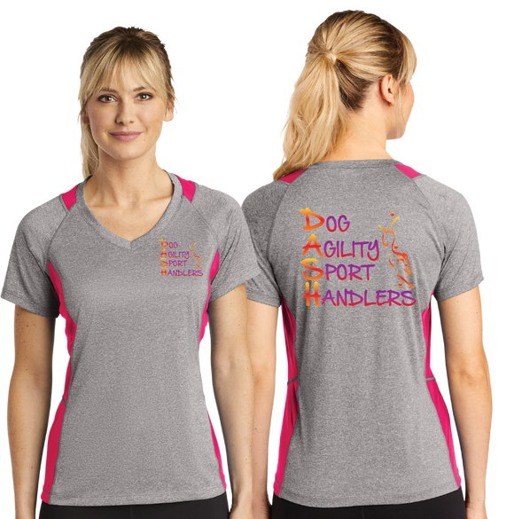 DASH/Sport Tek Ladies Heather Colorblock Contender VNeck Tee/LST361/