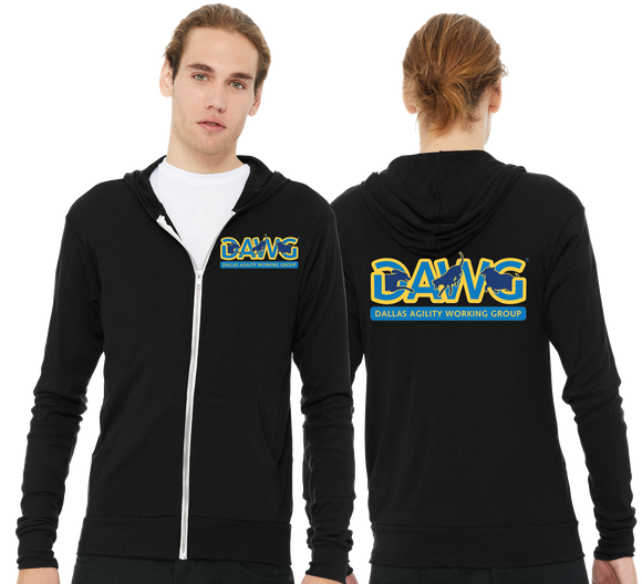 DAWG/Unisex Triblend Lightweight Full Zip Hooded Long Sleeve Tee/3939/