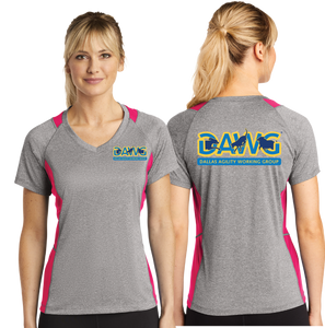 DAWG/Sport Tek Ladies Heather Colorblock Contender VNeck Tee/LST361/