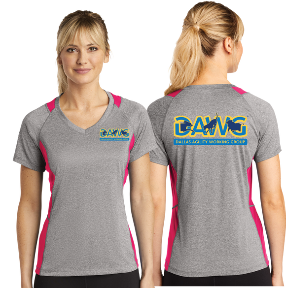 DAWG/Sport Tek Ladies Heather Colorblock Contender VNeck Tee/LST361/