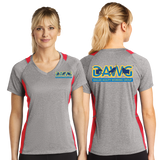 DAWG/Sport Tek Ladies Heather Colorblock Contender VNeck Tee/LST361/