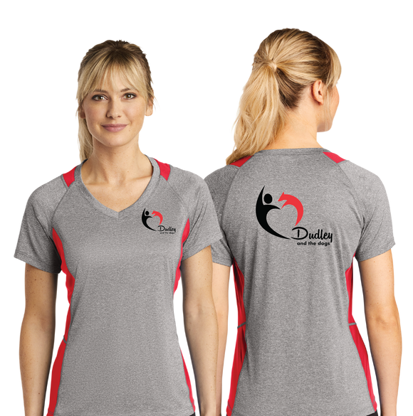 Dudley/Sport Tek Ladies Heather Colorblock Contender VNeck Tee/LST361/