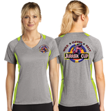 JCUP23/Sport Tek Ladies Heather Colorblock Contender VNeck Tee/LST361/