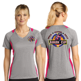 JCUP23/Sport Tek Ladies Heather Colorblock Contender VNeck Tee/LST361/