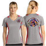 JCUP23/Sport Tek Ladies Heather Colorblock Contender VNeck Tee/LST361/