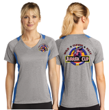 JCUP23/Sport Tek Ladies Heather Colorblock Contender VNeck Tee/LST361/