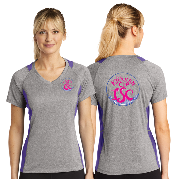 KRA23/Sport Tek Ladies Heather Colorblock Contender VNeck Tee/LST361/