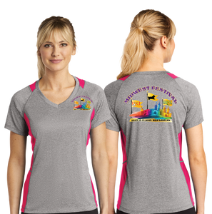 MWF23/Sport Tek Ladies Heather Colorblock Contender VNeck Tee/LST361/