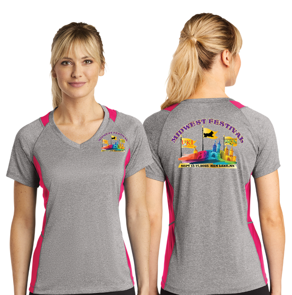 MWF23/Sport Tek Ladies Heather Colorblock Contender VNeck Tee/LST361/