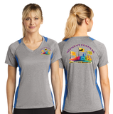 MWF23/Sport Tek Ladies Heather Colorblock Contender VNeck Tee/LST361/
