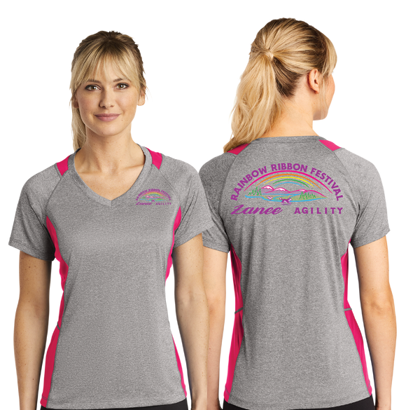 RIBB/Sport Tek Ladies Heather Colorblock Contender VNeck Tee/LST361/