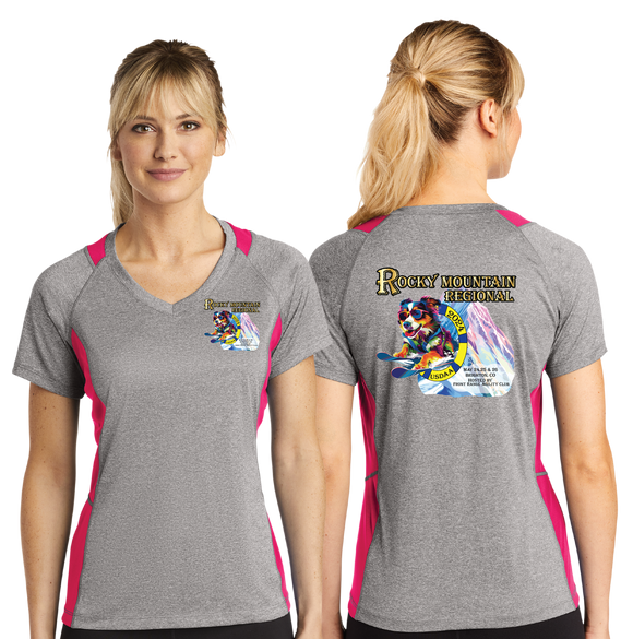 RMR24/Sport Tek Ladies Heather Colorblock Contender VNeck Tee/LST361/