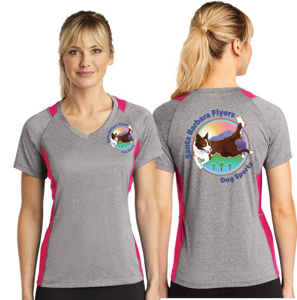 SBF/Sport Tek Ladies Heather Colorblock Contender VNeck Tee/LST361/