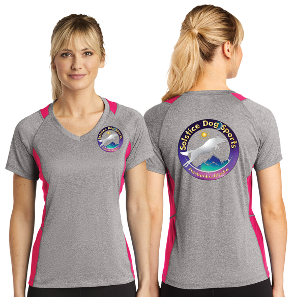 SDS/Sport Tek Ladies Heather Colorblock Contender VNeck Tee/LST361/