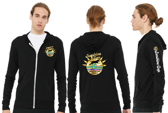 SUNCUP24/Unisex Triblend Lightweight Full Zip Hooded Long Sleeve Tee/3939