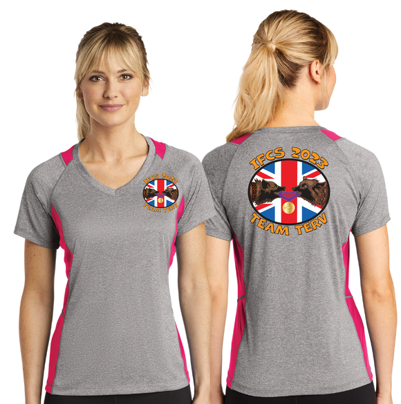 TTERV/Sport Tek Ladies Heather Colorblock Contender VNeck Tee/LST361/