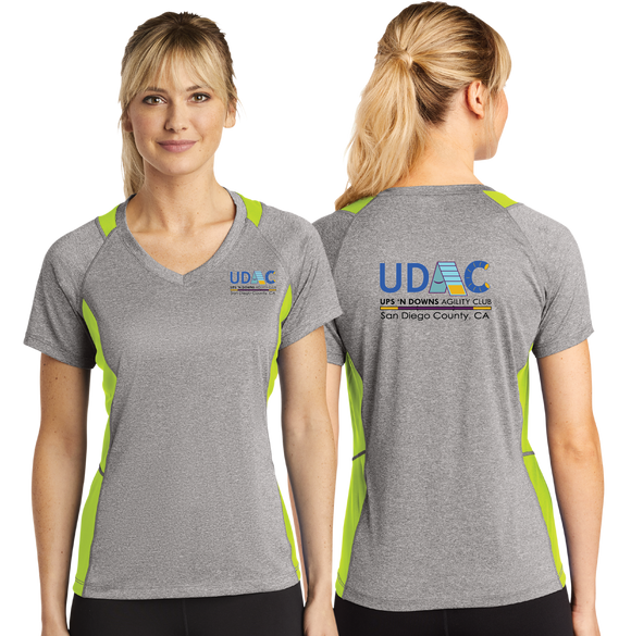 UDAC/Sport Tek Ladies Heather Colorblock Contender VNeck Tee/LST361/