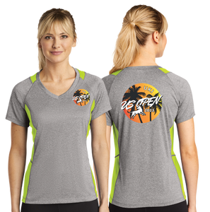 USO23/Sport Tek Ladies Heather Colorblock Contender VNeck Tee/LST361/