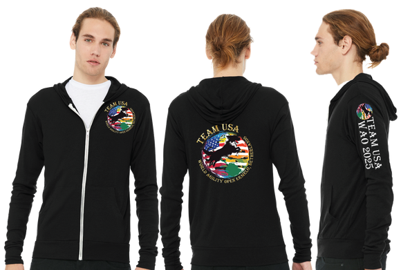 WAO25/Unisex Triblend Lightweight Full Zip Hooded Long Sleeve Tee/3939