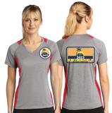 WCC23/Sport Tek Ladies Heather Colorblock Contender VNeck Tee/LST361/