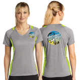 WCO23/Sport Tek Ladies Heather Colorblock Contender VNeck Tee/LST361/