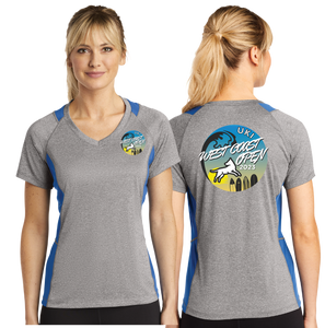 WCO23/Sport Tek Ladies Heather Colorblock Contender VNeck Tee/LST361/