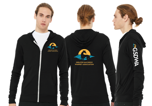 WHIP/Unisex Triblend Lightweight Full Zip Hooded Long Sleeve Tee/3939
