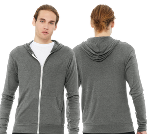 WNW24/Unisex Triblend Lightweight Full Zip Hooded Long Sleeve Tee/3939/