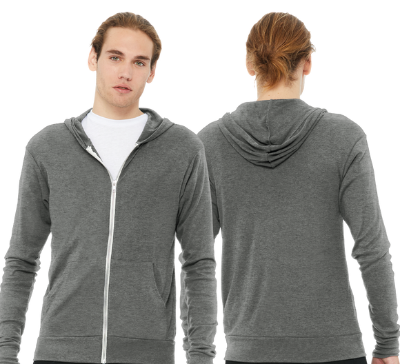 WNW24/Unisex Triblend Lightweight Full Zip Hooded Long Sleeve Tee/3939/