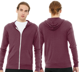 WNW24/Unisex Triblend Lightweight Full Zip Hooded Long Sleeve Tee/3939/