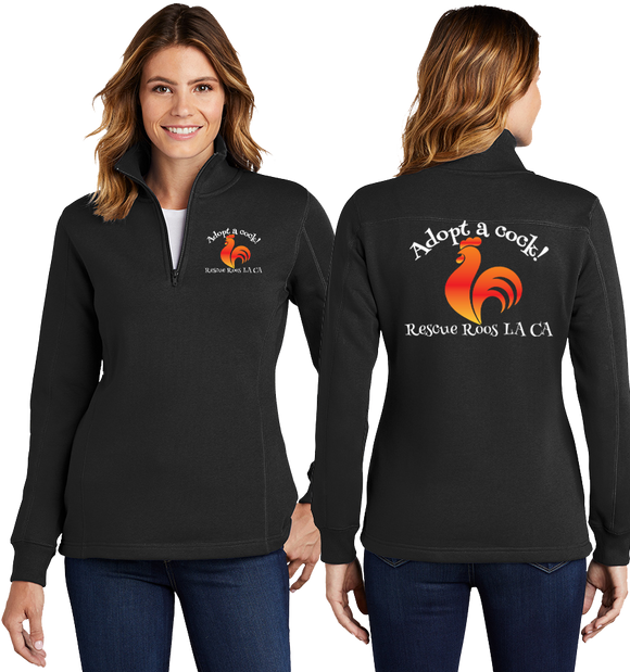 Adopt A Cock Ladies 9oz 1/4-Zip Sweatshirt LST253