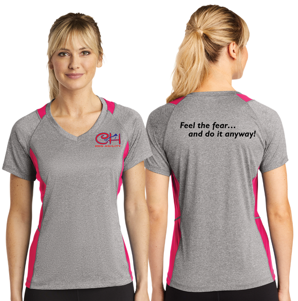 CHDA/Sport-Tek® Ladies Heather Colorblock Contender™ V-Neck Tee/LST361/