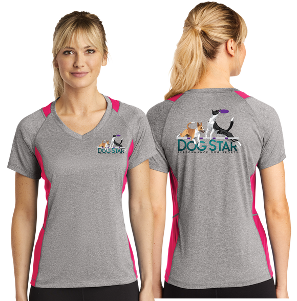 DStar/Sport-Tek® Ladies Heather Colorblock Contender™ V-Neck Tee/LST361/