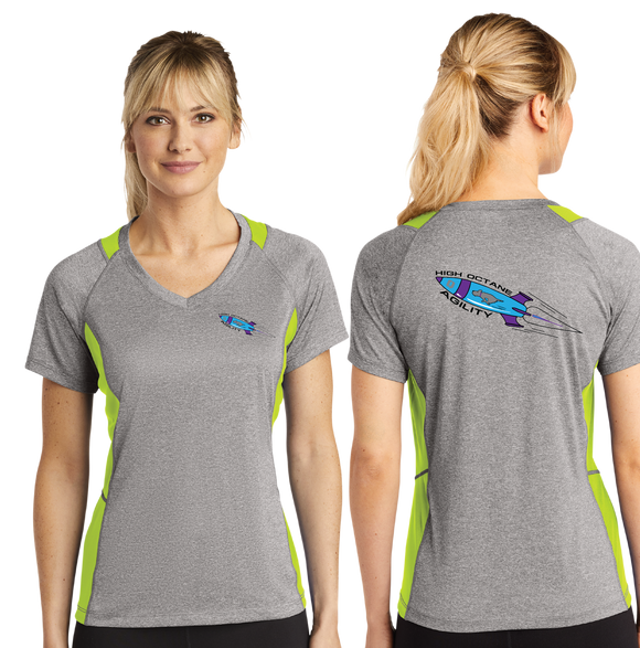 HOA/Sport-Tek® Ladies Heather Colorblock Contender™ V-Neck Tee/LST361/