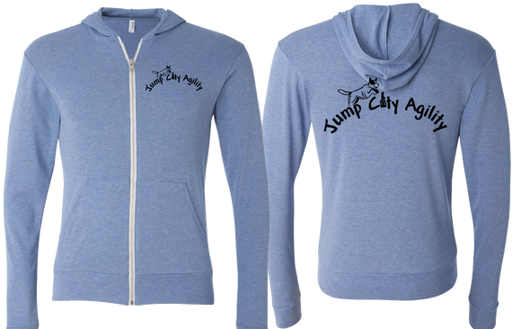 Jump City Agility Unisex Triblend Lightweight Full-Zip Hooded Long Sleeve Tee