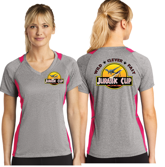 JCUP/Sport-Tek® Ladies Heather Colorblock Contender™ V-Neck Tee/LST361/