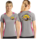 JCUP/Sport-Tek® Ladies Heather Colorblock Contender™ V-Neck Tee/LST361/