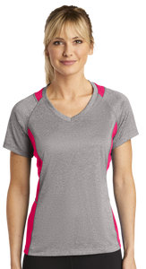 MHDSUKI/Sport Tek Ladies Heather Colorblock Contender VNeck Tee/LST361/