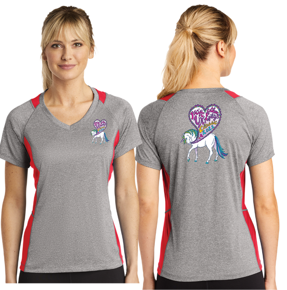 PNWUKI/Sport-Tek® Ladies Heather Colorblock Contender™ V-Neck Tee/LST361/