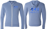 Q4U Agility Unisex Triblend Lightweight Full-Zip Hooded Long Sleeve Tee