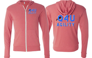 Q4U Agility Unisex Triblend Lightweight Full-Zip Hooded Long Sleeve Tee