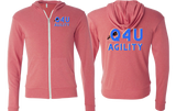 Q4U Agility Unisex Triblend Lightweight Full-Zip Hooded Long Sleeve Tee